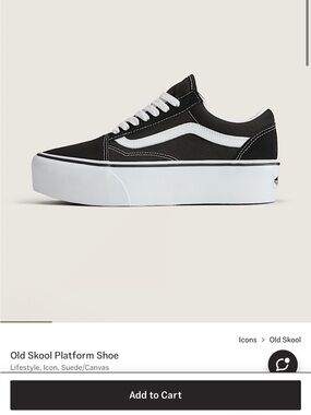 NEW IN BOX !!! Vans Black and White Platform Old Skool
